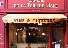 Vins & Liqueurs Awning Signage for Café