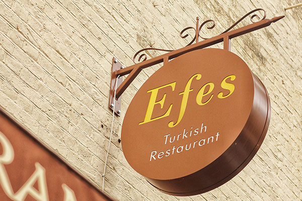 Exterior Hanging Business Sign for Efes